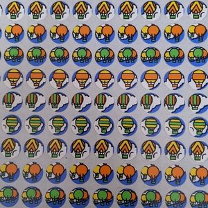 Vintage hot air balloon mini round reward stickers 4 incomplete sheets